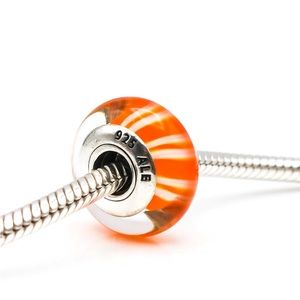 Orange candy stripes pandora charm